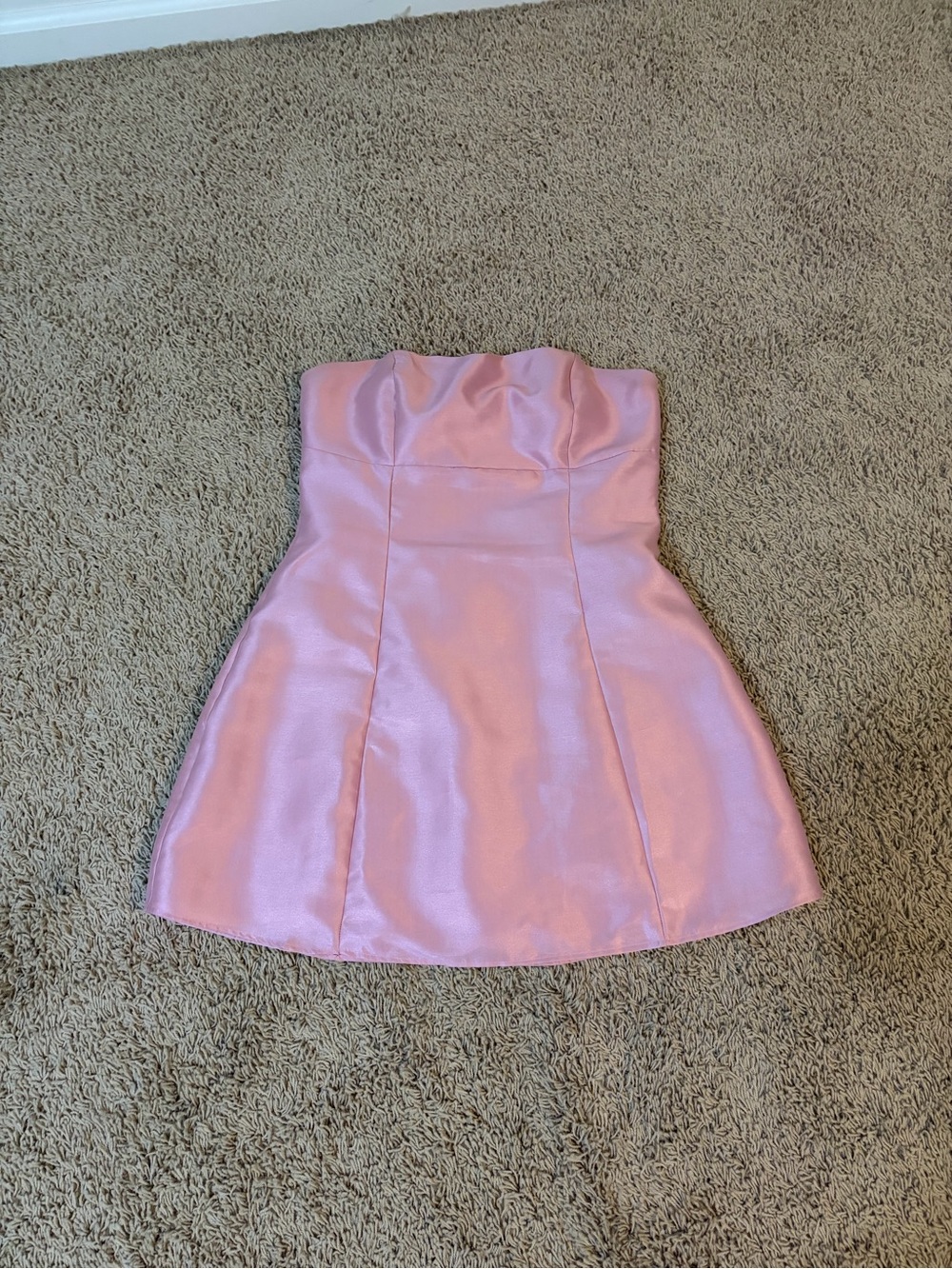 Lena Strapless Pink Satin Mini Dress